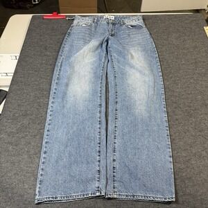 VTG Y2K S.O.N.G Lightwash Wide Leg Denim Jeans Womens 29 Boho Western Indie